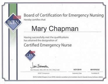 certified emergency room nurse certification